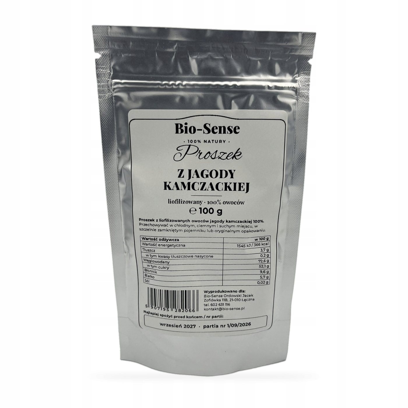 Liofilizowany proszek z jagody kamczackiej Bio-Sense, 100 g
